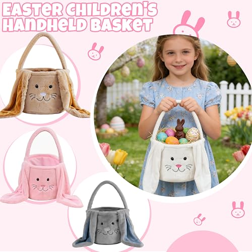 Image of Plush Easter Basket, Bunny Easter Buckets, Easter Bags & Tote Bags for Kids Presents Easter Egg Decorations Candy