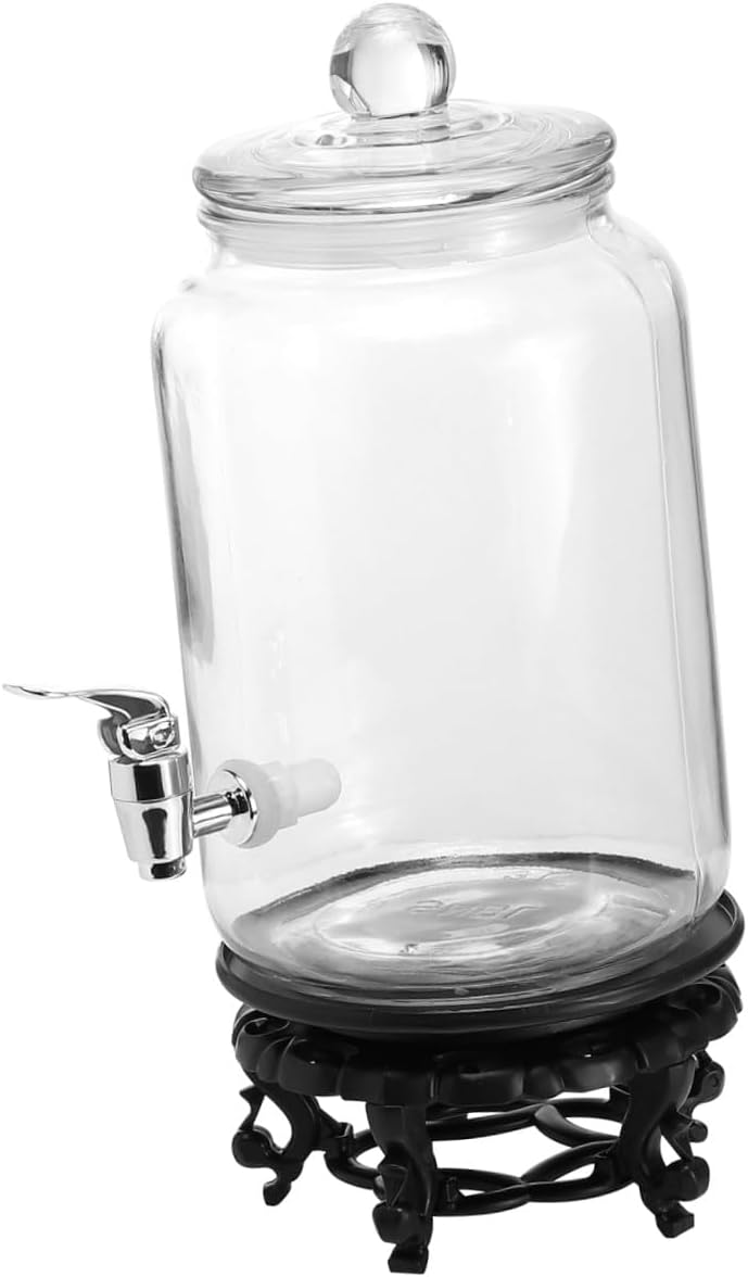 PRETYZOOM Glass Wine Jar Household Sparkling Wine Bottle Sealed Can Drink Bottle Tap Non-slip Base for Making Beverage Dispensing