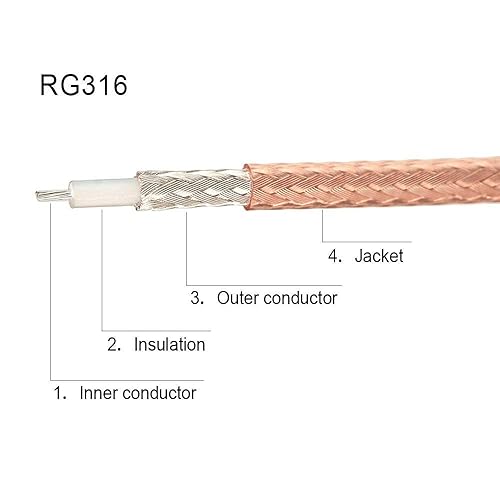 Miniatura 5 de Superbat, paquete de 2 cables SMA, SMA macho a SMA macho de ángulo recto conector puente de cable de puente RG316, 12 pulgadas
