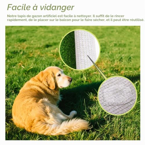 DHSUN Tapis d'entraînement lavable en gazon artificiel pour chiot, chat, chien avec clochettes, tapis d'urine réutilisable 46 x 70 cm – vue 7