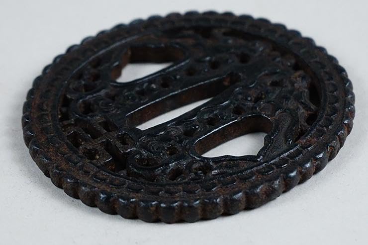 時代鉄地丸形南蛮鐔 透かし彫り鉄鍔 <0824z刀装具・鍔> Yahoo!