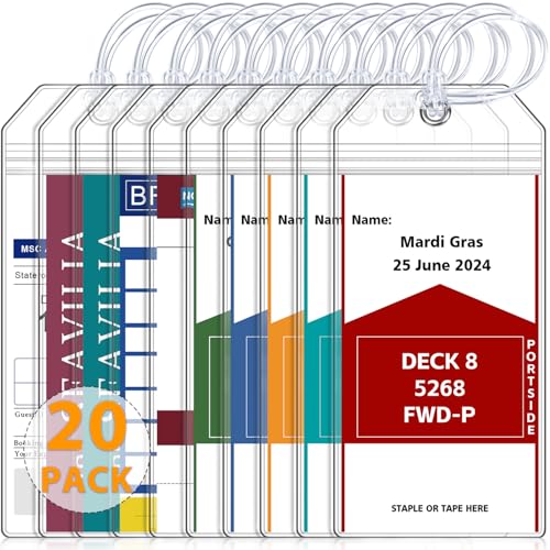Image of SEAVILIA 20 Pack Cruise Luggage Tags Holder for Carnival, NCL, Princess, Costa, MSC, Royal Caribbean and Celebrity Cruise Ships, Cruise Essentials 2026-2027