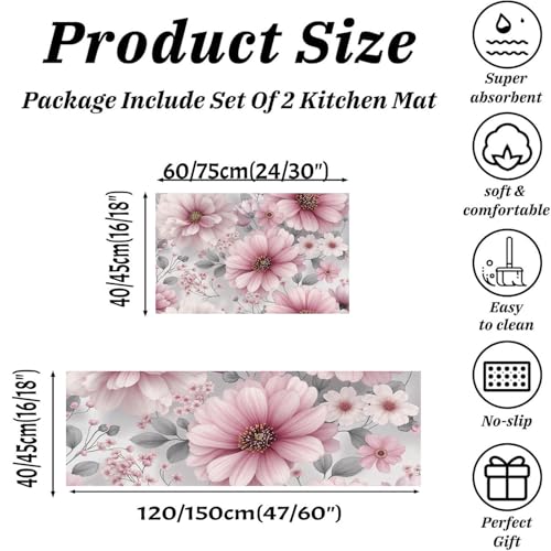 Tapis de cuisine antidérapants absorbants dahlia blush confort du sol