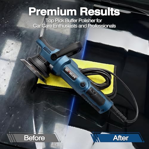 Image of GEVEELIFE Buffer Polisher, 15mm Dual Action Random Orbital Polisher, 5 Inch /6 Inch Car Detailing Kit, 6 Variable Speed 2000-5200 RPM - Professional Car Buffer for Trucks and SUVs