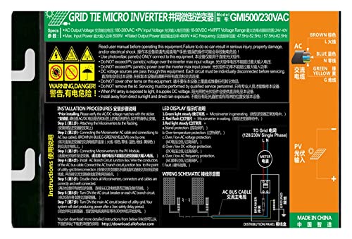 Micro-onduleur solaire GMI-500W injection reseau pour panneaux photovoltaiques domestiques