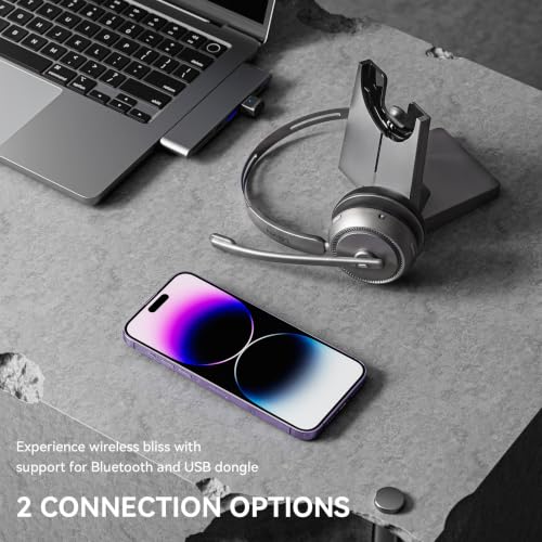 Image of LEVN Wireless Headset, Wireless Headset with Mic for Work, AI Noise Cancelling, 65 Hrs Working Time, Bluetooth Headphones with Microphone from Home /Computer /Call Center /Teams