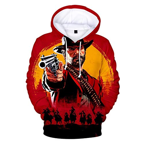 ZLVY Sudadera con Capucha Red Dead Redemption 2 Chaqueta con Capucha Digital 3D con Capucha Unisex Uniforme De Béisbol Ropa Deportiva Cosplay (8,M)