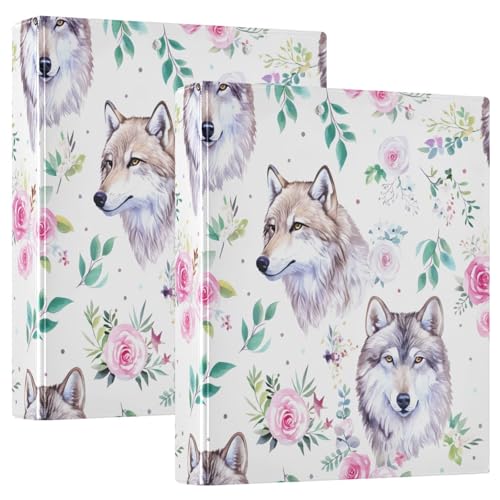 Rplife E01W24021 D-Ringordner Aquarell Wolf Rosen Muster