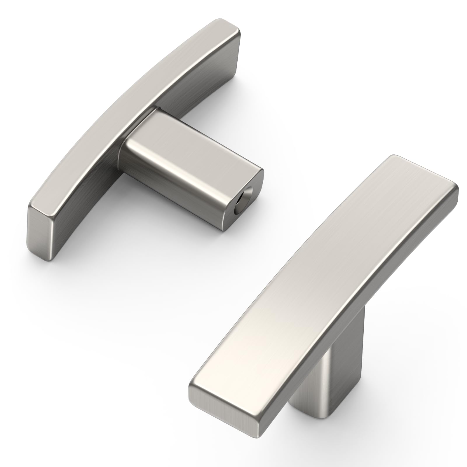 Amerdeco 10 Pack Brushed Satin Nickel Cabinet Knobs Kitchen Cabinet Handles 2 Inch Solid Zinc Alloy Dresser Drawer Knobs, Cupboard and Wardrobe T Bar Hardware AM052