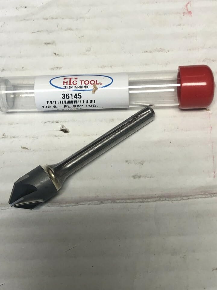 1/2" 90 Degree 6 Flute Carbide Countersink 1/4" Steel Shank