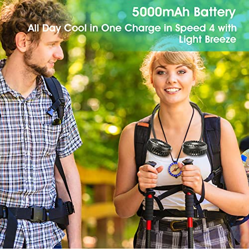 Amacool Portable Neck Fan Hands Free Neckband Fan 5000Mah Battery Operated Wearable Personal Fan Rechargeable 4 Speed Usb Fan For Outdoor Work Sports Cooking Hot Flash (Black) #TOP2