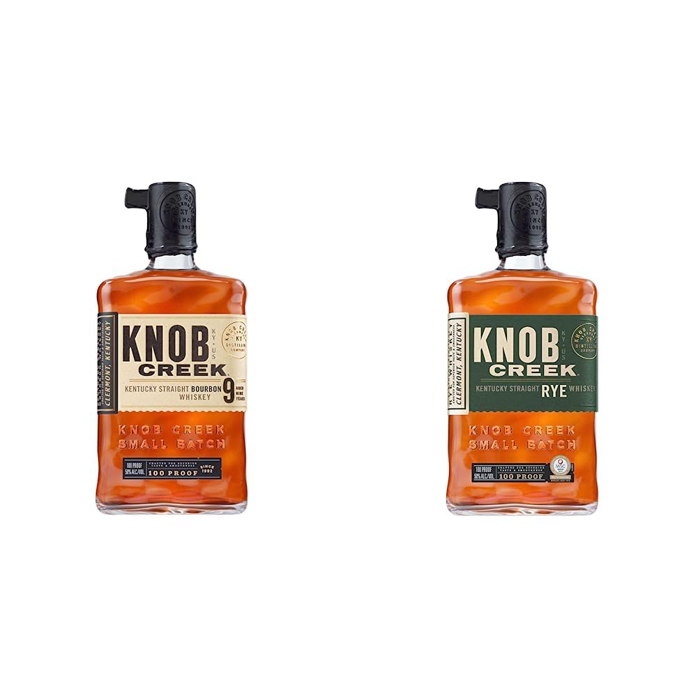 Knob Creek, Rye Whiskey invecchiato 9 anni - bottiglia in vetro da 700 ml & Bourbon Whiskey invecchiato 9 anni - bottiglia in vetro da 700 ml