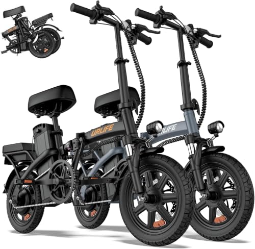 URLIFE Folding Electric Bike for Adults, 14" Portable ebikes, 20-40 Mile Long Range Commuter Bike, 500W Peak Motor, 20MPH, UL 2849 Mini Bikes for Teens image 1