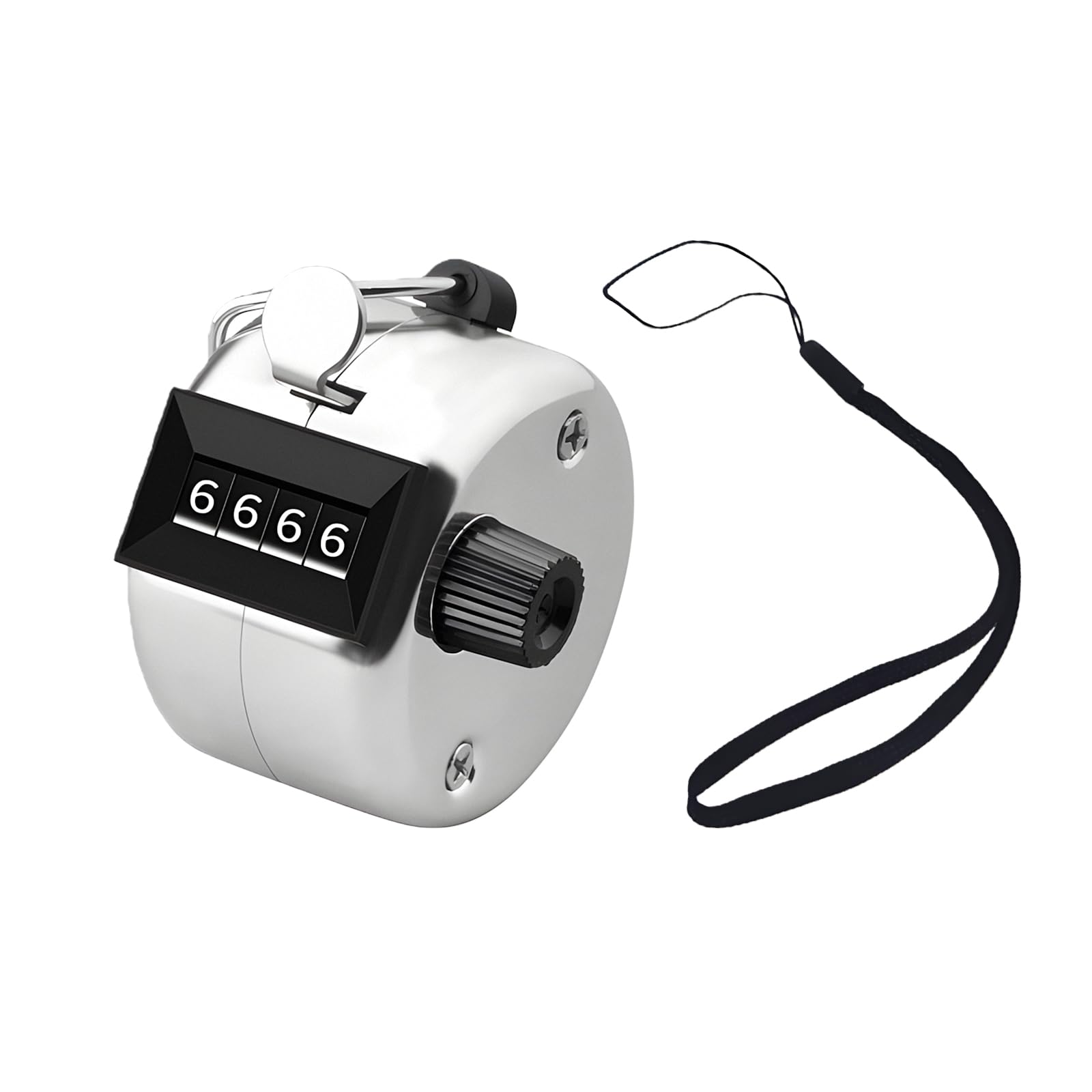 FUZVOL 4 Digit Tally Counter Metal Hand Counters Mechanical Palm Click Counter with Hand Hoop Holder Handheld Golf Counter for Sport Counting Scoring(Plastic Knob)