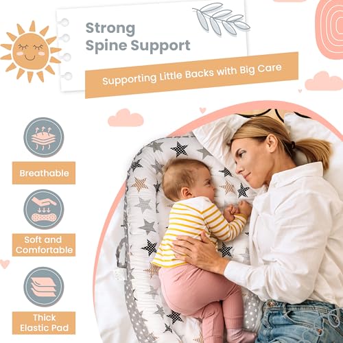 Image of Baby Lounger - Breathable & Soft Baby Lounger for Newborn 0-24 Months, Soft Portable Baby Lounger Pillow, Newborn Babies Essentials, Snuggle Lounger Me