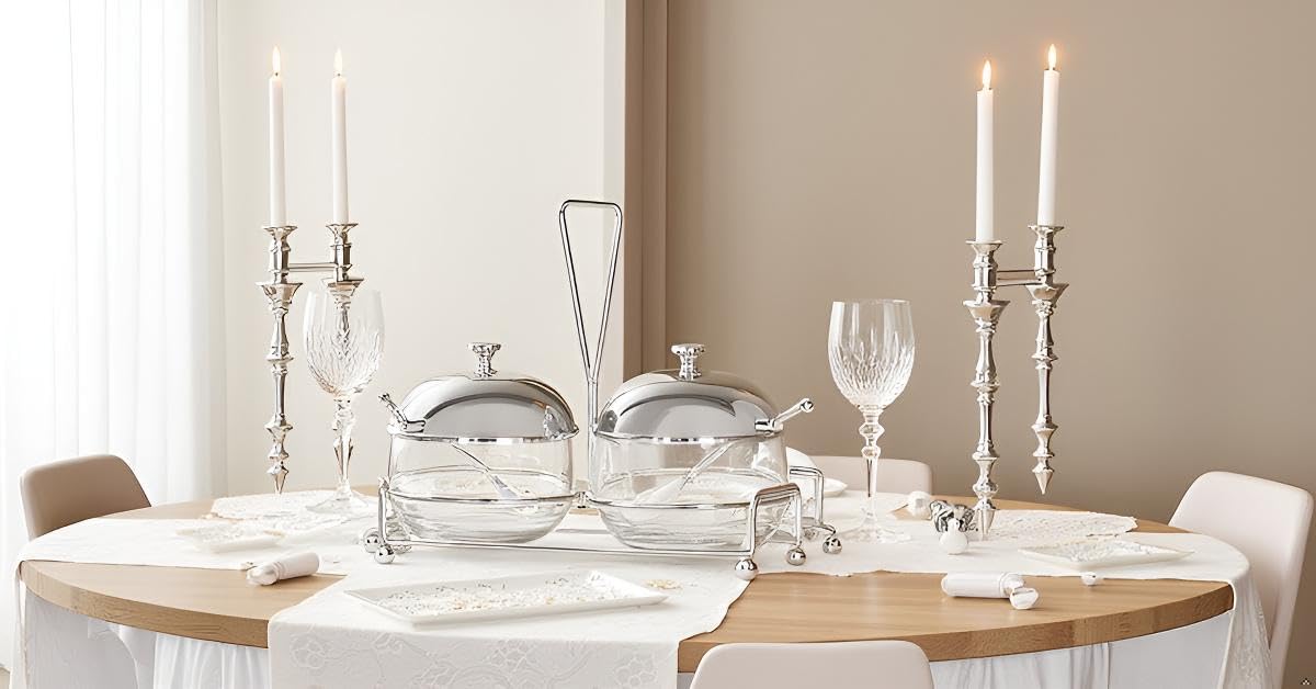Edles Marmeladen-Set 7-teilig Versilbert – Premium Silber-Plated Tisch-Accessoire