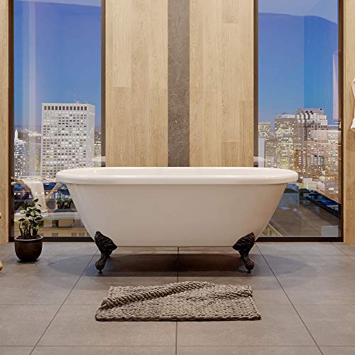 70" Acrylic Double Ended Tub With No Faucet Holes & Oil Rubbed Bronze Feet-"Madison" #TOP10