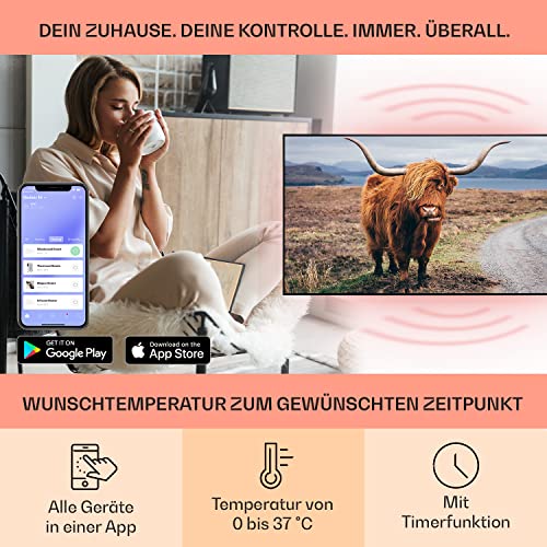 Klarstein Infrarotheizung, Infrarot Heizung mit IoT/ WiFi App- Steuerung, Erkennung Offener Fenster, Infrarotheizung mit Thermostat, Heizung zur Wandmontage, CO2- Freie Elektroheizung 700 Watt-3