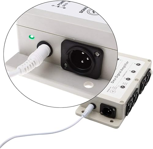 Miniatura 2 de RioRand Distribuidor amplificador divisor de señal LED DMX512 1 manera en salida de 8 canales de 3 pines con indicador de señal