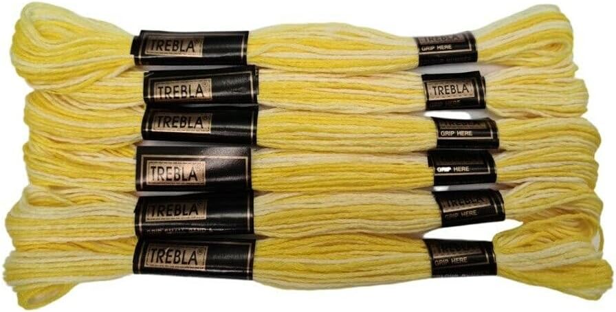 Trebla Pack of 6 Variegated Embroidery Thread/Skeins - 8m - Sunshine - Col. 11