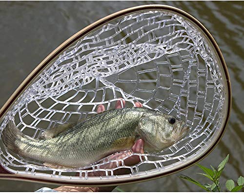 Mounchain Fishing Net, Wooden Frame Fish Net with Clear Soft Rubber Mesh for Trout Fishing Catch and Release - Thumbnail 5