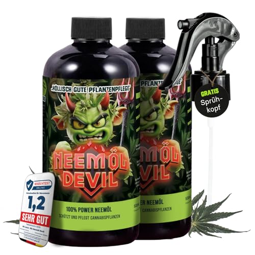 Bio Neemöl Devil® – 2x500ml Sprühfertig – Pflanzenpflege & Vitalität – 4-in-1 Mischung aus Neemöl, Rosmarinöl, Lemongrasöl & Brennesselextrakt – Natürlich & sanft zur Pflanze