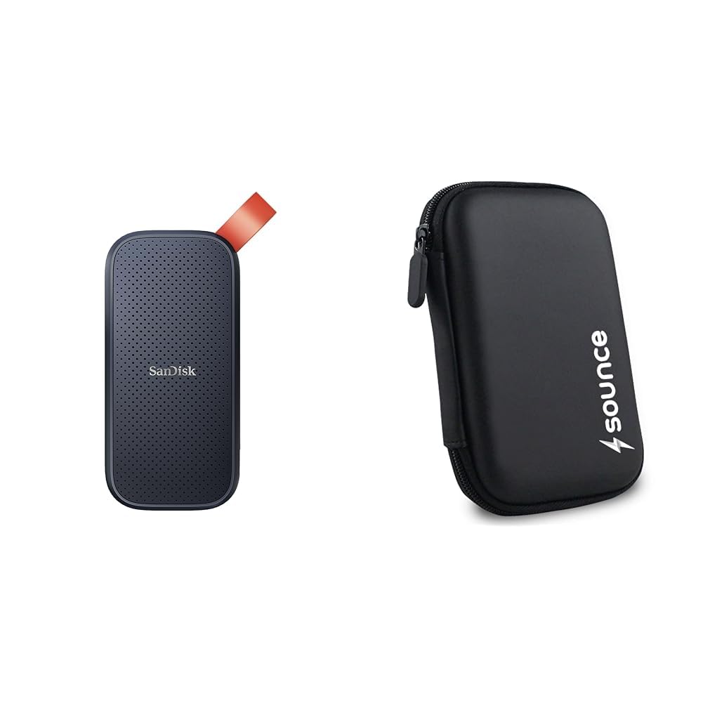 SanDisk Combo 1TB Portable SSD,800MB/sR,USB 3.2 Gen 2 with Upto 2 Meter Drop Protection,Type-C to Type-A Cable,PC & Mac Compatible with Sounce Hard Disk Drive Pouch case for 2.5″ HDD