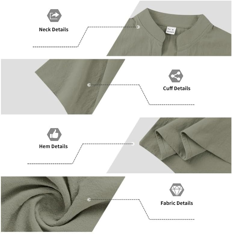 Mens Linen V-Neck Shirts Casual Long Sleeve Hippie Yoga Tops Lightweight Summer Beach Shirt - Image 6