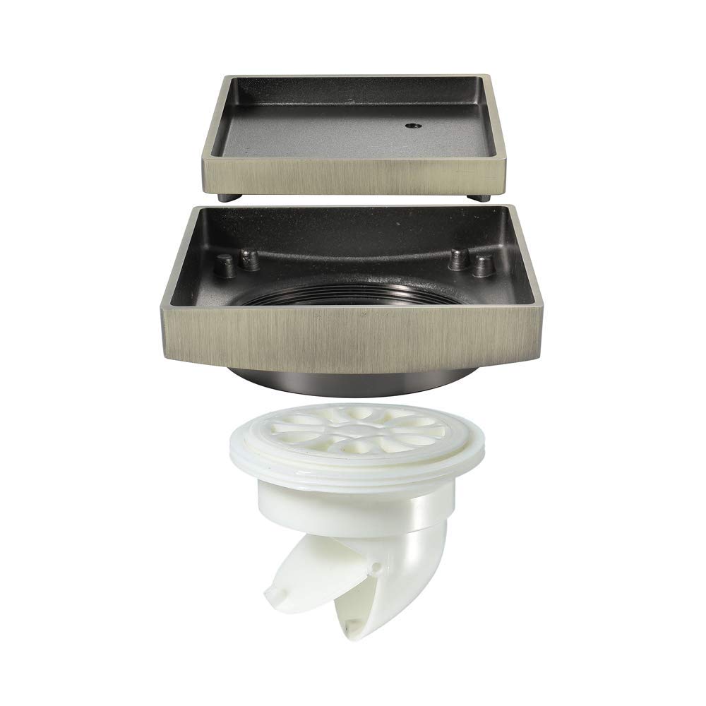 Drain de sol de douche anti odeur en bronze avec grille amovible pour carrelage 116mm