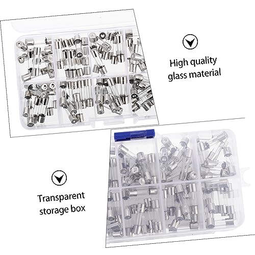 TEHAUX Kit de Fusibles de Vidrio 200 piezas Accion Rápida 5x20mm 0.2A-20A con Estuche miniatura 3