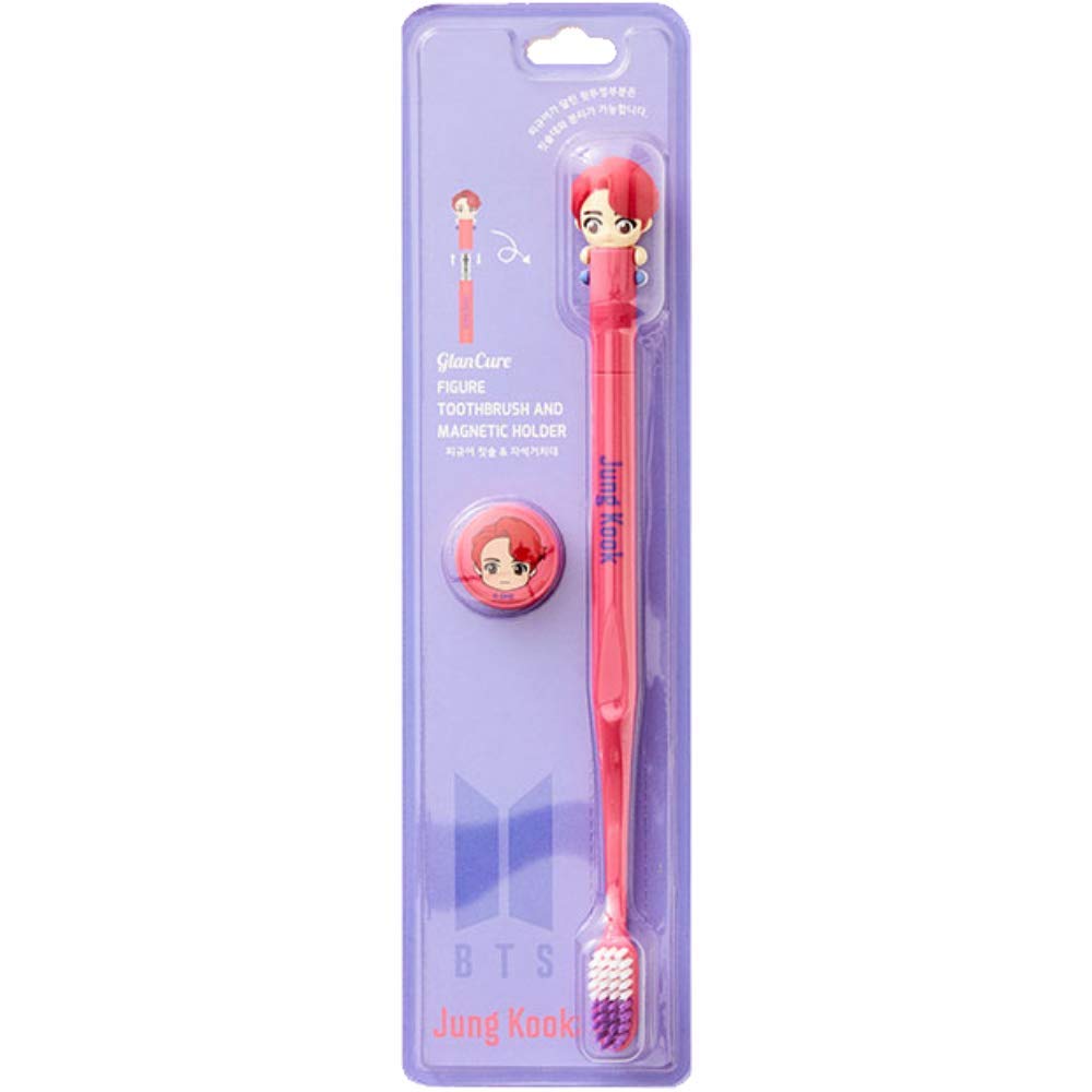 BTS Official Merchandise Fans Gift - K-Pop Idols Goods - BTS Character Figure Toothbrush with Convenient Magnetic Holder