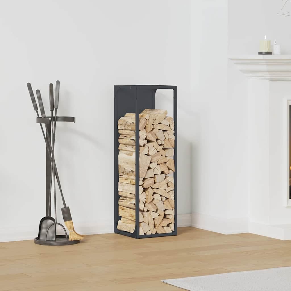 Brennholzregal Anthrazit 25x25x80 cm aus Kaltgewalztem Stahl - Robustes Kaminholzregal mit Großem Fassungsvermögen für Effiziente Holzlagerung und Optimale Luftzirkulation