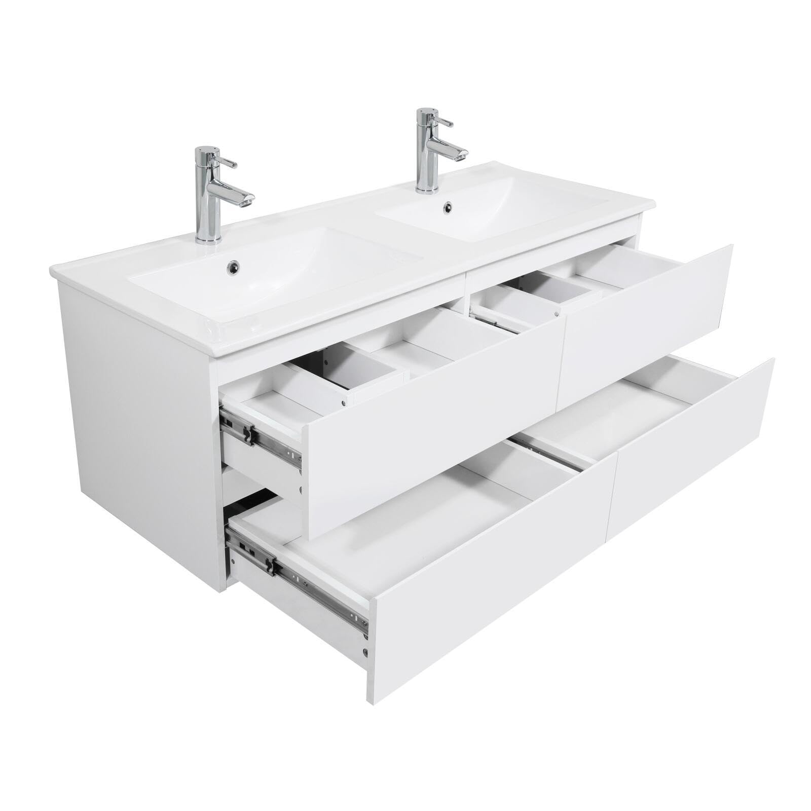 MOB-IN Meuble Double Vasque Sorrento Suspendu avec Plan céramique 120cm