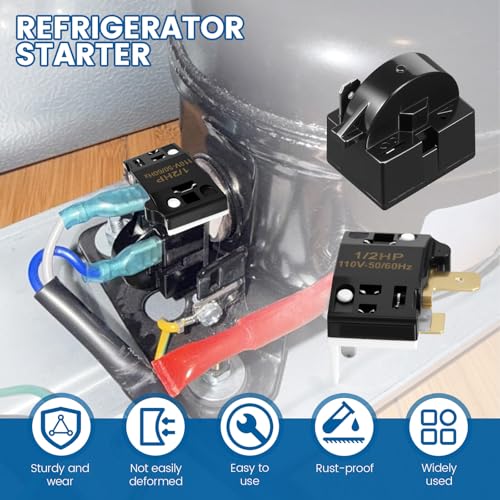 Image of 10Pack QP2-4.7 PTC 4.7 Ohm Starter Relay 1 Pin Refrigerator Starter Relay and 6750C-0005P Overload Protector Kit Compatible with Mini Fridges and Coolers, for LG Compressor and Freezers