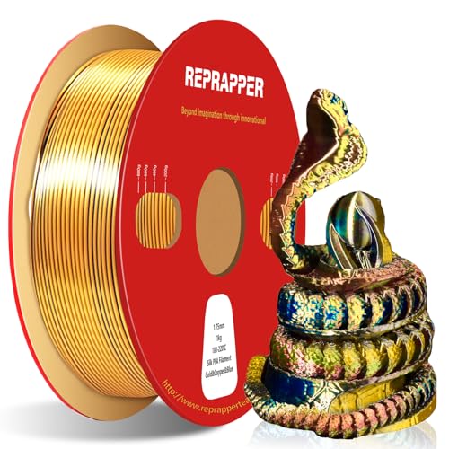 Image of Reprapper Triple Color Filament Dichromatic pla Filament 1.75mm for 3D Printer, Multicolor Like Dual Color Rainbow PLA, 2.2lbs (1kg), Silk PLA Gold /Copper /Blue