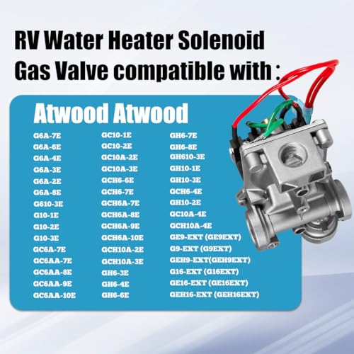 Image of GC6AA10E 93844 RV Water Heater Solenoid Gas Valve Replacement Fit for Atwood 6 and 10 Gallon Water Heaters Replace GC10A-4E G6A-8E G6A-6E G6A-4E G10-3E and Replace 93870 93321 92078