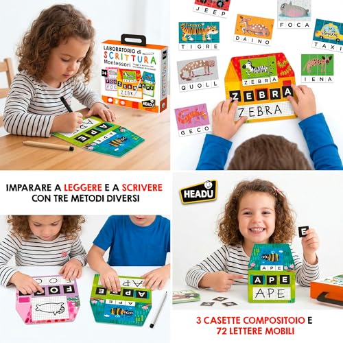 Juego Montessori Headu IT23578 para aprender caligrafía y letras 3