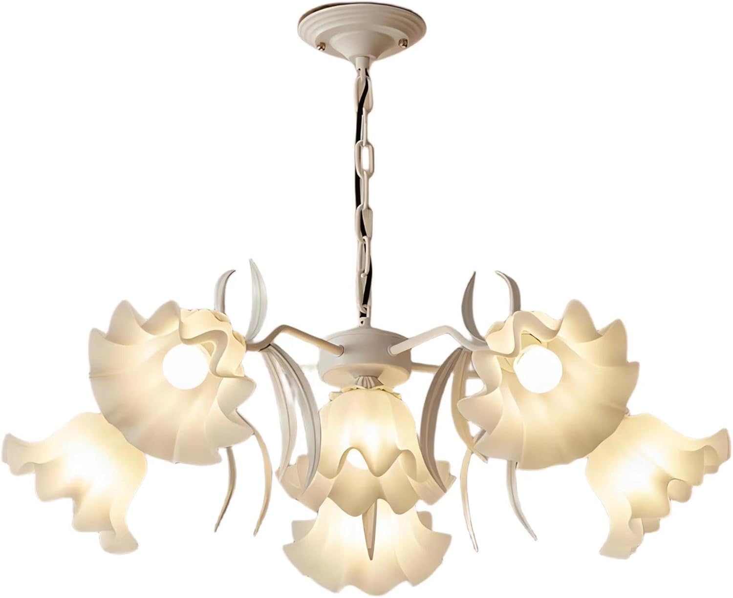 HTsilphelene Chandeliers Ceiling Light,Flower Ceiling Pendant Light,Metal and Acrylic Hanging Light, Modern Pendant Lamp, Hanging Light Fixture for Living Room, Bedroom Girls Room (White)