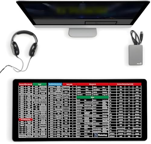 Image of Large 800x300mm Mouse Pad for PC with Excel Shortcut Keys | Desk Mat, Mouse Mat, Keyboard Mat, Laptop Mat for Desk,Desk Pad Large XXL,Big Mouse Pad for Computer Table & Office Desk