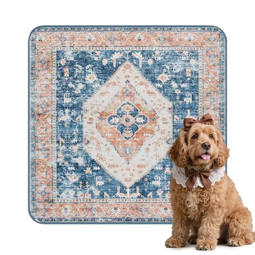 Image of Lahome Extra-Large Washable Dog Pee Pads (72 inchx72 inch) - Super Absorbent & Waterproof - Leakproof Reusable Mat for Playpens, Beds & Whelping , Convenient Cleanup,Beige Blue