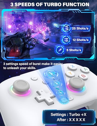 Image of ZRZLMVP Switch Controllers for Nintendo Switch /OLED /Lite /Switch 2, 1000mAh Rechargeable Wireless Pro Controller with 9 Colors LED Light, Switch Remote Control Gamepad with Wake Up, Turbo, Vibration
