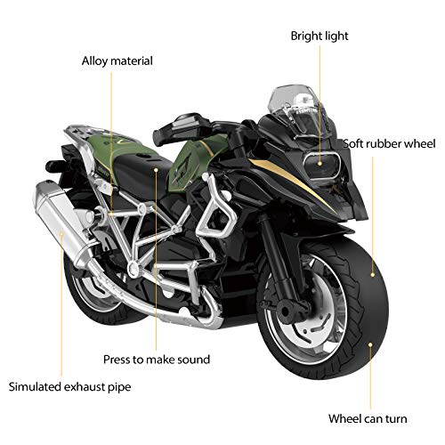 Diecast Motorcycle Toy - Pull Back Toy Cars with Sound and Light Toy,Motorcycle Toys for Boys,Toys for 3-9 Year Old Boys (White) - Image 5