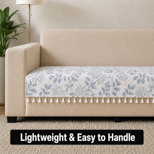 Image of STITCHNEST 'Frostvine Collection' 3 Seater Sofa Cover| Cotton Quilted Fabric, Decorative Tassels, Washable & Durable for Modern Living