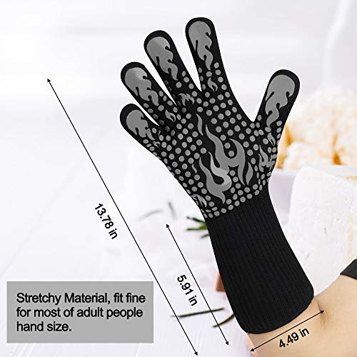 Image of Comsmart BBQ Gloves, 1472F Heat Resistant Silicone Non-Slip Oven Mitts, Long Kitchen Gloves Perfect for Grilling, Cooking, Baking, Cutting