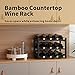 VASMIA Bamboo Wine Rack, Sturdy and Durable Wine Storage Cabinet Shelf, Wine Racks Countertop for Pantry,Kitchen,3-Tier 12 Bottles Wine Rack Black