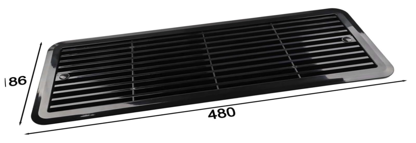 Copertura in ABS resistente alle intemperie per sfiato frigorifero 483 mm x 186 mm Griglia di montaggio per roulotte camper (Black)