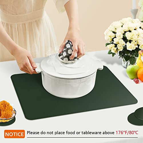 Tovagliette in Pelle Set di 6 Tovaglietta Americana Lavabili Impermeabili Antiscivolo Resistenti al Calore, Rettangolari Set Tovagliette, 16"X12" - Verde - immagine 6