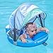 Mambobaby Float with Canopy Non Inflatable Baby Pool Float Upgraded Tail Toddler Baby Float with Removable Sun Canopy Safety Swim Float No Flip Over for Age 3-24 Months, Earth Blue
