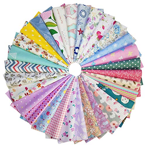 Qililandiy 25 pcs Different Patterns Cotton Craft Fabric Bundle Squares Precut Fabric Square Sheets Patchwork Fabric Sets for DIY Sewing Scrapbooking Quilting (30x30cm)