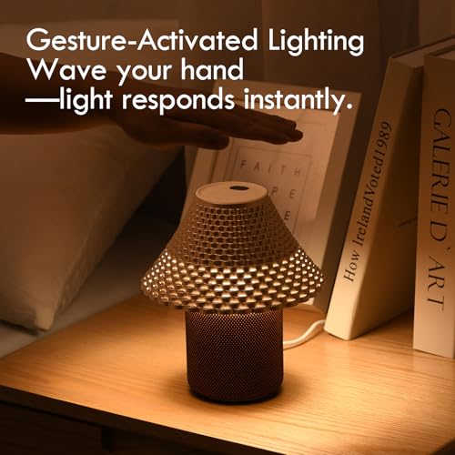 Image of Bedside Table Lamp with White Noise Machine - 10 Soothing Sounds, Gesture Control Sensor & Dimmable Night Light - 30 /60 /90 Min Auto-Off Timer for Sleep, Nursery, Office & Home Decor- Gold